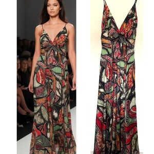 Akira Maxi Dress Women’s Sz Large Lightweight Multicolor with a Slit on the Side